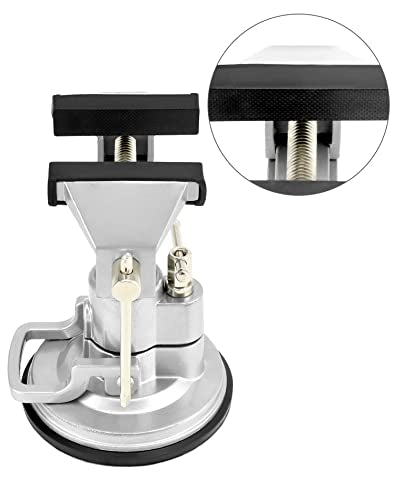 QWORK Portable Vacuum Base Vise with Multi-Angle Rotation - 3.15" Jaw Width Pivots Vise Portable Vacuum Base Vise, for Various Smooth Work Surfaces QWORK