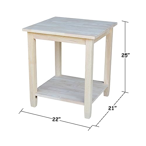 IC International Concepts Solano End Table, 22 in W x 21 in D x 25 in H, Unfinished - WoodArtSupply