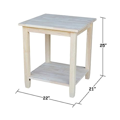 IC International Concepts Solano End Table, 22 in W x 21 in D x 25 in H, Unfinished - WoodArtSupply