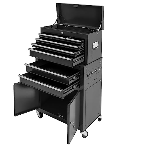SUN & SUMMER 8-Drawer Rolling Tool Chest with Wheels Tool Storage Organizer Cabinets with Lockable Drawers Tool Box with Adjustable Shelf Tool Chest SUN & SUMMER
