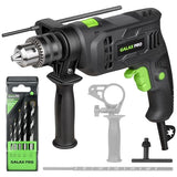 GALAX PRO Hammer Drill, 4.5A Corded Drill Impact Drill 0-3000RPM Electric Drill with 5 Drill Bit Set, Hammer and Drill Functions, 360°Rotating Handle GALAX PRO