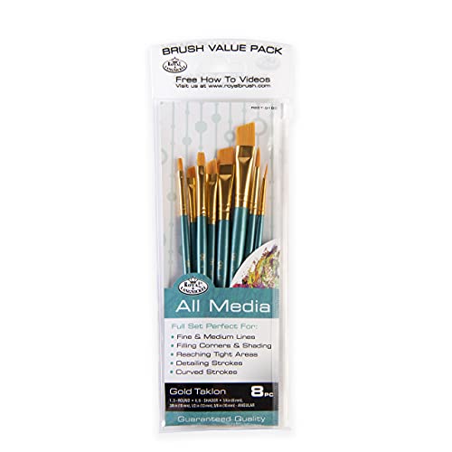 Royal & Langnickel Royal Zip N' Close Gold Taklon Variety 8-Piece Brush Set Royal & Langnickel