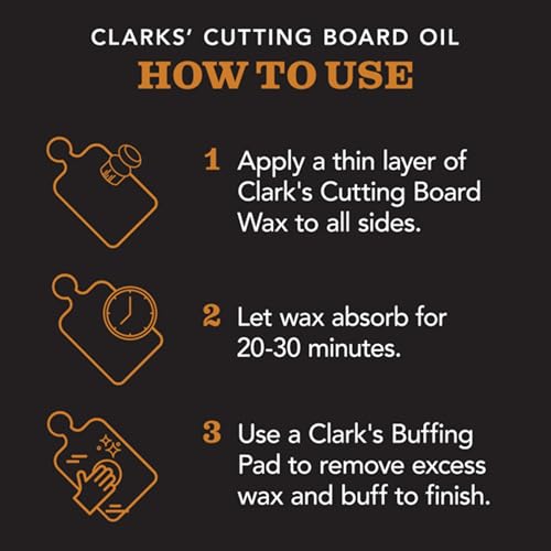 CLARK'S Cutting Board Oil And Wax Kit - All Natural Food Grade Mineral Oil  - 2-Step Set To Restore And Preserve Your Boards Natural Beauty - Easy To