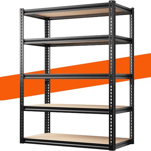 REIBII Heavy Duty 72" Adjustable Garage Shelving Unit - 5 Tier Metal Storage Shelves, 2000LBS Capacity REIBII