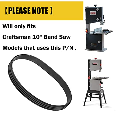 119214000 BandSaw Drive Belt for Craftsman 10 Inch Band Saw 1/3 HP Motor 1-JL22020003 119.214000 124.214000 351.214000 (Ribbed Belt) - 2 Pack - WoodArtSupply