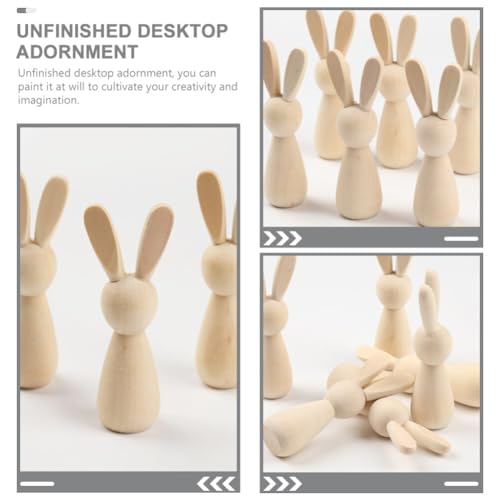 Abaodam Wood Peg Dolls 6Pcs Unfinished Wooden Bunny Rabbit Figurines to Paint DIY Wood Rabbit Ornaments Crafts Toys Rabbit Peg Doll Figure Desktop Abaodam