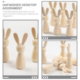 Abaodam Wood Peg Dolls 6Pcs Unfinished Wooden Bunny Rabbit Figurines to Paint DIY Wood Rabbit Ornaments Crafts Toys Rabbit Peg Doll Figure Desktop Abaodam