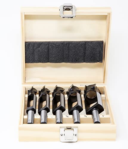 WEN DB051T 5-Piece Tenon and Deep Plug Cutter Drill Bit Set with Carrying Case WEN