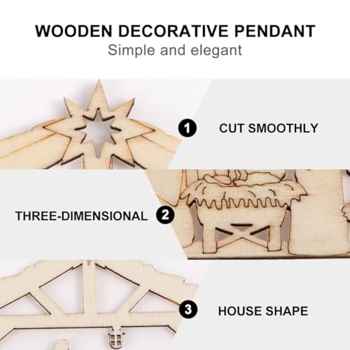 SEWACC Wooden Nativity Scene Ornaments 20Pcs Unfinished Blank Celebrate The Birth of Jesus Shape Cutout Craft Decorations for DIY Crafts Christmas SEWACC