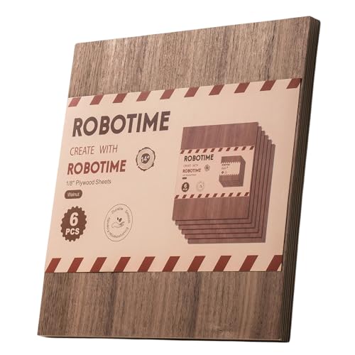 ROBOTIME 6Pcs 3mm Walnut Plywood for Laser Cutting, 1/8 Plywood Crafting Wood 12"x12", Engraving and DIY Projects, Thin Walnut Boards for Wood - WoodArtSupply