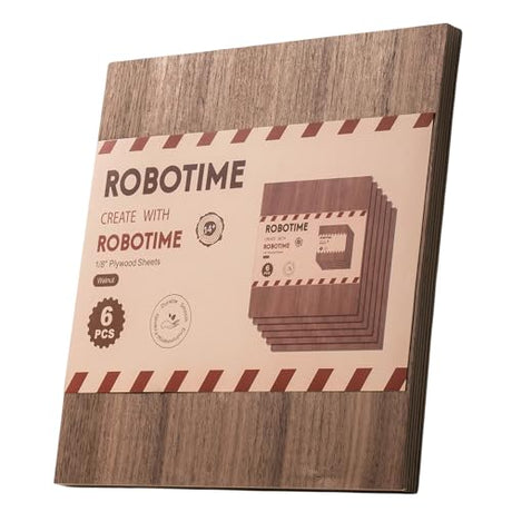 ROBOTIME 6Pcs 3mm Walnut Plywood for Laser Cutting, 1/8 Plywood Crafting Wood 12"x12", Engraving and DIY Projects, Thin Walnut Boards for Wood ROBOTIME