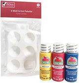 Apple Barrel Acrylic Paint Primary Colors (2 Ounce Bottles) & Artist Paint Palette Set Atlea Creations