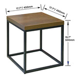 CENSI Walnut End Table | Side Table | Coffee Table | Nightstand, Modern Industrial Square Metal and Extra Thick Wood Tabletop (Dark Walnut) CENSI