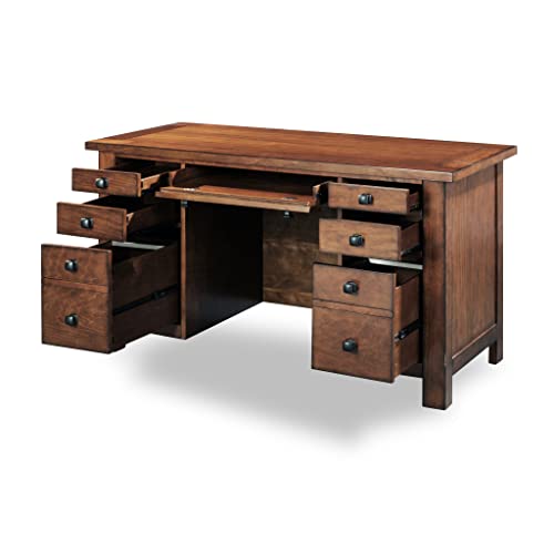 Tahoe Aged Maple Executive Pedestal Desk by Home Styles, 5412-18 - WoodArtSupply