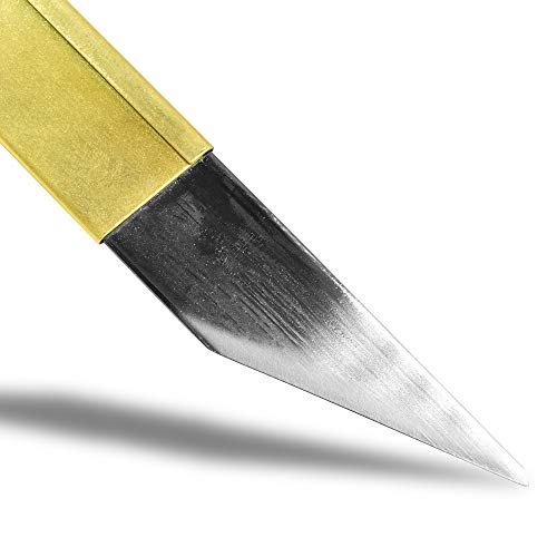 Kiridashi Craft Pocket Knife Japanese Blade Brass Handle with Sheath for Left-handed Product of Gifu Japan