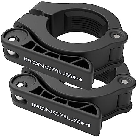 Iron Crush Olympic Barbell Clips - Adjustable & Slim Gym Clamps for Maximum Weight Capacity - Quick Release Barbell Collar Bar Locks for Weight Iron Crush