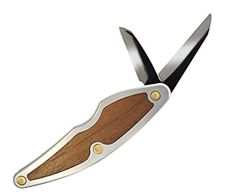 FLEXCUT Whittlin' Jack, with 1-1/2 inch Detail Knife and 2 inch Roughing Knife, 3 oz, Walnut Inlay Handle, (JKN88) FLEXCUT