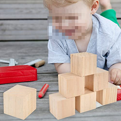 BUYGOO 30Pcs 2 inch Wooden Cubes Unfinished Wood Blocks for Wood Crafts, Wooden Cubes, Wood Square Blocks for Crafts and DIY Décor, Great for Baby
