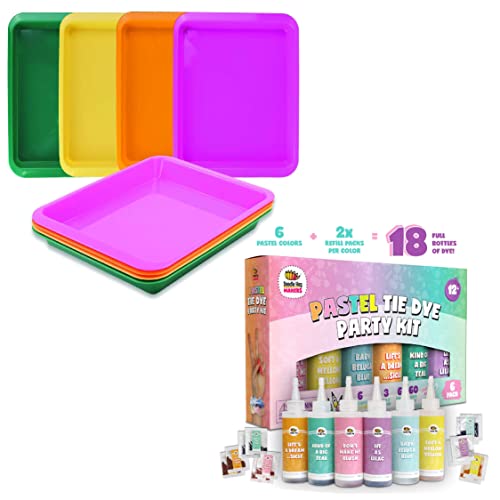 Save 10% on Set of 4 Kids Activity Plastic Tray + Pastel Tie Dye Kit Bundle Dab and Dot Markers