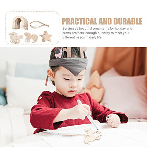 COHEALI 36pcs Horseshoe Chips Unfinished Wooden Cutouts Unfinished Wood Supplies & Materials Horse Shoes Wood Gift Label Kids Crafts Horse Wood COHEALI