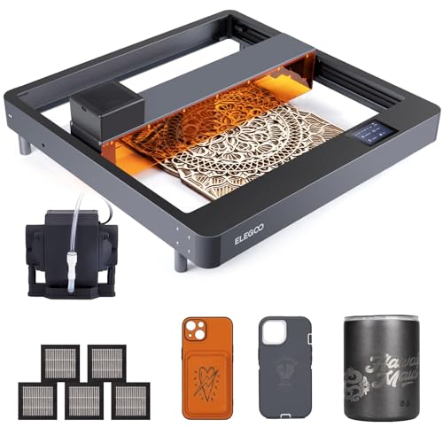 ELEGOO PHECDA 10W Laser Engraver & Cutter with Air Assist & Filter Cartridge, CNC Laser Engraving and Cutting Machine for Wood and Metal, Dark ELEGOO