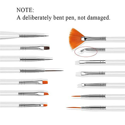AUOCATTAIL Nail Art Design Tools 15pcs Painting Brushes Set with 5pcs 2-way Dotting Pens & A Gold-rimmed Resin Palette Nail Art Brushes Kits Nail Art