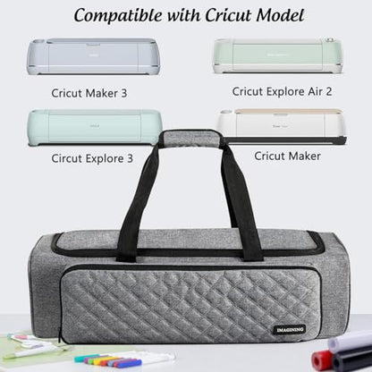 IMAGINING Carrying Case Bag Compatible with Cricut Maker, Maker 3, Explore Air 2, Explore 3, Large Opening Cricut Storage for Cricut Accessories and - WoodArtSupply