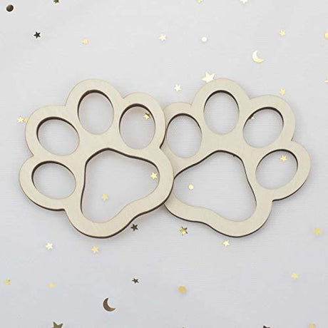 JANOU 6pcs Big Paw Shaped Wooden Cutouts Dog Cat Claws Cutouts Unfinished Wood Pet Paw Wood DIY Craft Embellishments Gift Ornaments Decoration, JANOU