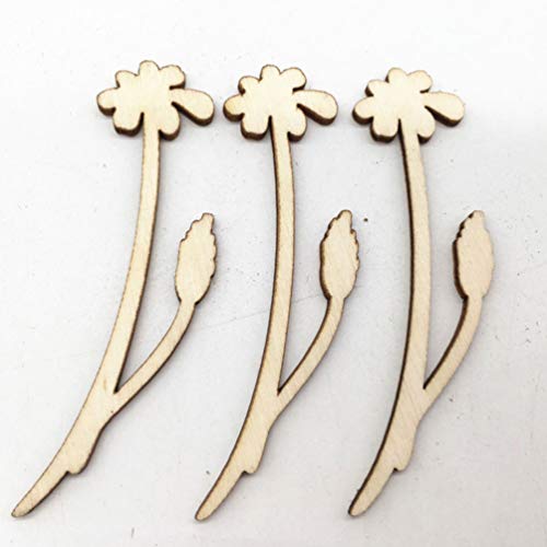 Happyyami 30pcs Wooden Flowers for Crafts Unfinished Wood Cutouts Wood Shapes Slices for DIY Wedding Birthday Party Favors Centerpieces (Assorted Happyyami