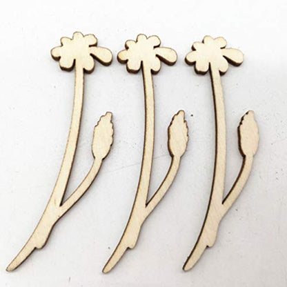 Happyyami 30pcs Wooden Flowers for Crafts Unfinished Wood Cutouts Wood Shapes Slices for DIY Wedding Birthday Party Favors Centerpieces (Assorted