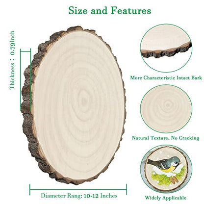 Wood Slices 6 Pcs Wood Rounds 10"-12 Inch Large Wood Slices for Centerpieces/Table/Décor/Wedding/Party/Crafts/Art/DIY Projects - WoodArtSupply