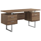 Monarch Specialties Walnut Hollow-Core/Silver Metal Office Desk, 60-Inch Monarch Specialties
