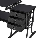 Yaheetech Drafting Table for Adults/Artists, Drawing Desk, Tabletop Adjustable Art/Craft Desk with Stool and 3 Slide Drawers, Sketching Painting Yaheetech