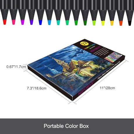 HIFORNY Premium Black Edition Colored Pencils for Adults Coloring – 72 Coloring Pencils with Smooth Pigments,Artists Soft Core,Drawing Pencils Art HIFORNY