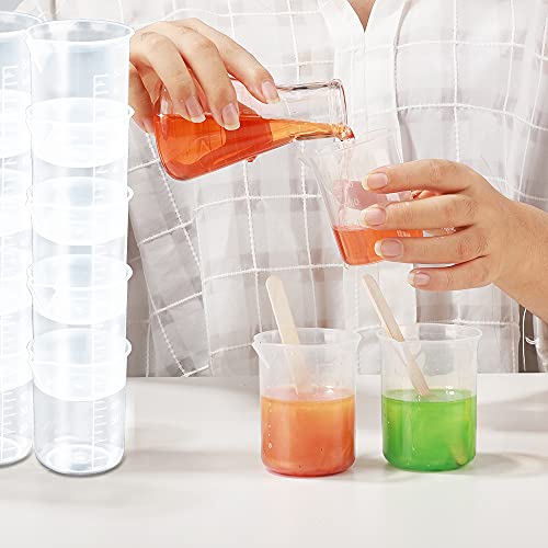LEOBRO 50ml/1.7oz Epoxy Mixing Cups, 38PCS Graduated Epoxy Resin Cups, Resin Mixing Cups, Beaker, Pouring Cup, Plastic Measuring Cup for Resin, LEOBRO