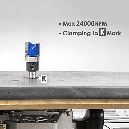 KOWOOD Plus Pattern Flush Trim Router Bit Set, 1/4 Inch Shank, Top Bearing Flush Trim Bit Kit. Cutting Height in 25/64”, 3/4”, 1”, 1-1/2”. With - WoodArtSupply