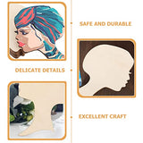 SAFIGLE 12pcs Painting Wood Chips Wooden Wreath Cutout Wood Slices African Girl Art Cutout Crafts for Women Unfinished Wood Cutout Wood Crafts SAFIGLE