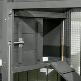 PawHut 118" Extra Large Chicken Coop with Asphalt Roof, Wooden Hen House with Slide-Out Tray, Quail Hutch with Nesting Box, Gray PawHut