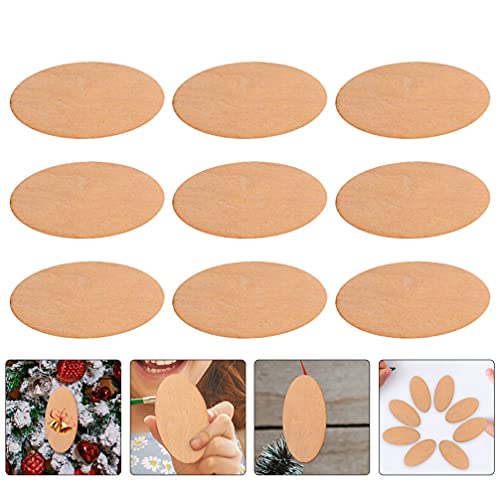 BESPORTBLE 40pcs Pieces Oval Wood Trim Round Wood Cutout Natural Wood Discs Wood Bark Slices Wood Rounds for Crafts Unfinished Wooden Cutout Natural