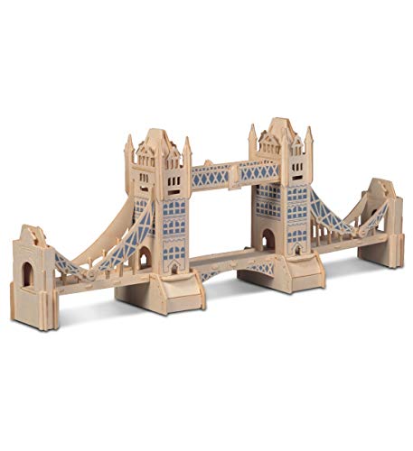 Puzzled 3D Puzzle Tower Bridge Wood Craft Construction Model Kit, Fun and Educational DIY Wooden Toy Assemble Model Unfinished Crafting Hobby Puzzle - WoodArtSupply