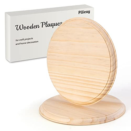 Pllieay 2Pcs 7 Inch Round Wooden Plaque Unfinished Circle Plaque, Wood Display Base for Craft Projects Pllieay