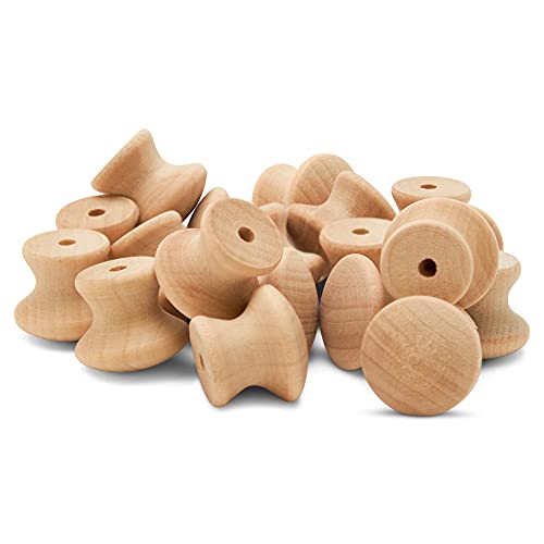 Woodpeckers End Grain Wood Knobs 3/4-inch, Pack of 25 Unfinished Small Wooden Knobs for Cabinets, Dressers, Drawer Pull Knobs, Furniture Replacement Woodpeckers
