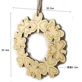 4 Pieces St. Patrick's Day Blank Wooden Ornament, Unfinished Hanging Shamrock Wooden Pendant, Clover Shaped Wood Embellishments with Twines for Irish Attria
