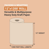 AVIDITI Shipping Paper Roll 12"L, 1-Pack | Large Kraft Paper Roll for Packing, Moving and Storage Aviditi