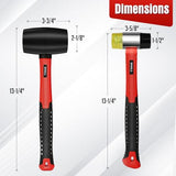 SHALL 2-Piece Rubber Mallet Hammer Set, 16oz Rubber Hammer Mallet & 40mm Double-Faced Soft Mallet, Shockproof Fiberglass Handle with Cushion Grip, SHALL