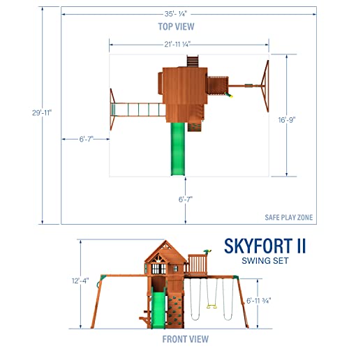 Backyard Discovery, Skyfort II Playground Cedar Wood Swing Set with Playhouse Fort, Sandbox, Picnic Table, Slide, Monkey Bars, Swings, Rock Climber, Backyard Discovery