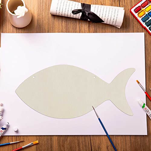 6pcs Fish Wood Signs DIY Crafts Cutouts Wooden Fish Shaped Hanging Signs Ornaments with Twines for Wedding Birthday Party Decorations Creaides