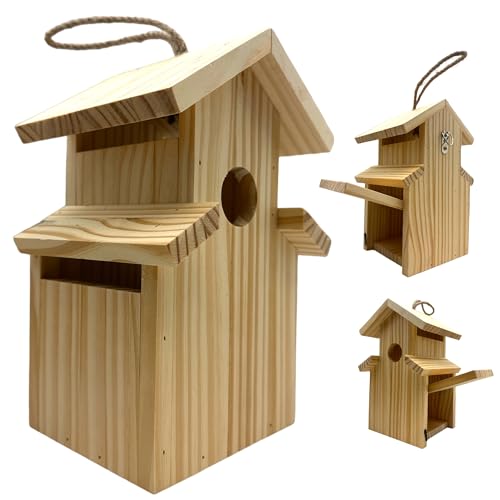 2-Pack Bird House - Outdoor- Bluebird, Finch, Wren, Chickadee, Tree Swallow Bird, Wild Birds, Woodpecker House Easy-to-Open Birdhouse Nesting Box Oojami