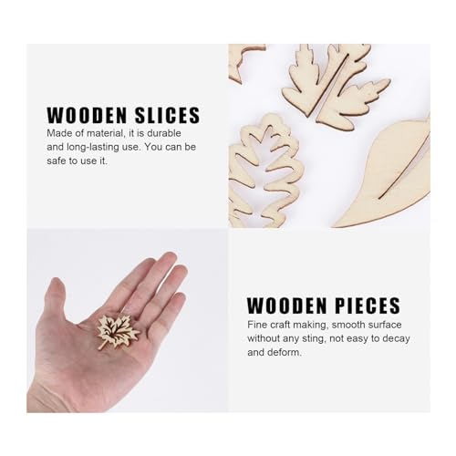 TEHAUX 50pcs Unfinished Wood Shapes Chip Wedding Ornament DIY Handcraft Slice Wood Leaves for Crafts Wedding Decor Cutouts Embellishments Unfinished TEHAUX