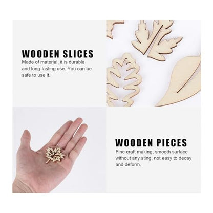 TEHAUX 50pcs Unfinished Wood Shapes Chip Wedding Ornament DIY Handcraft Slice Wood Leaves for Crafts Wedding Decor Cutouts Embellishments Unfinished - WoodArtSupply